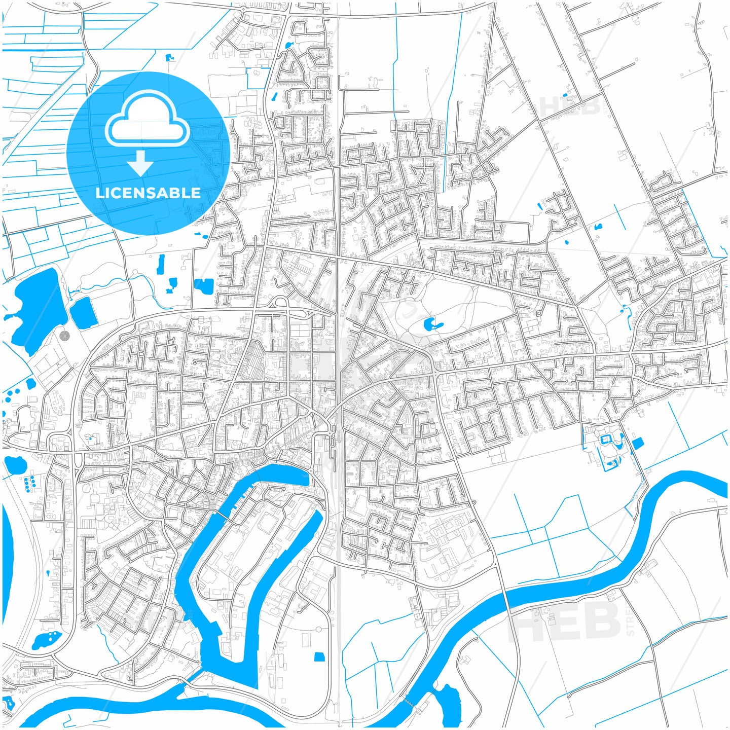 Leer, Lower Saxony, Germany, city map with high quality roads.