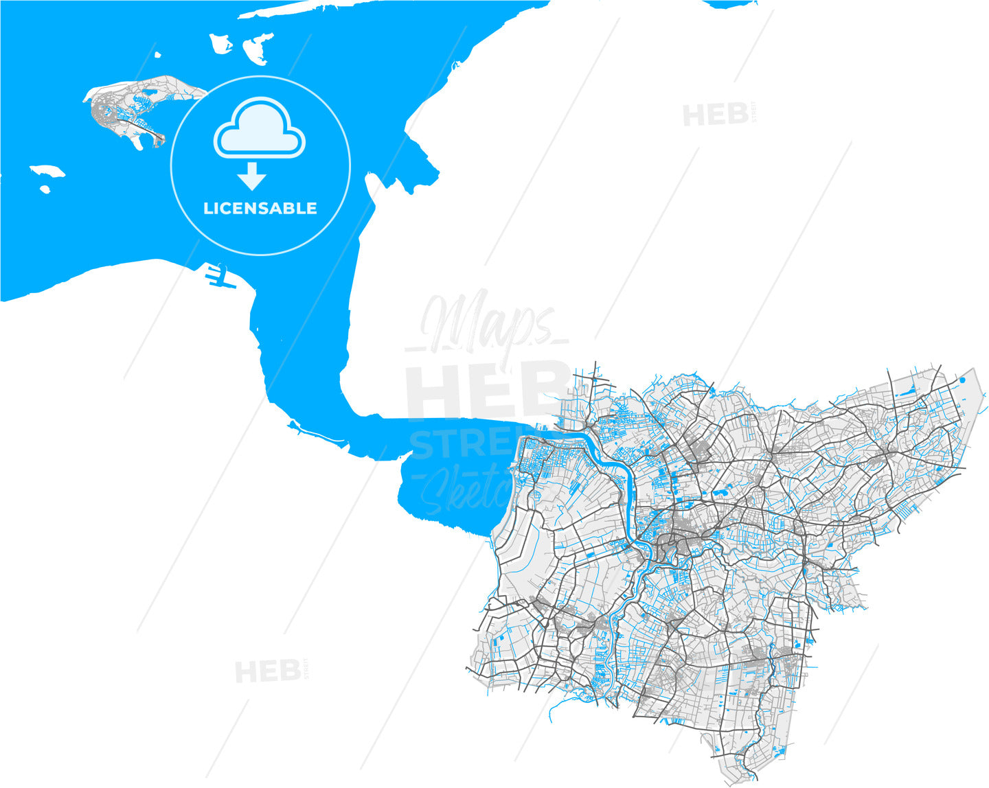 Leer, Lower Saxony, Germany, high quality vector map