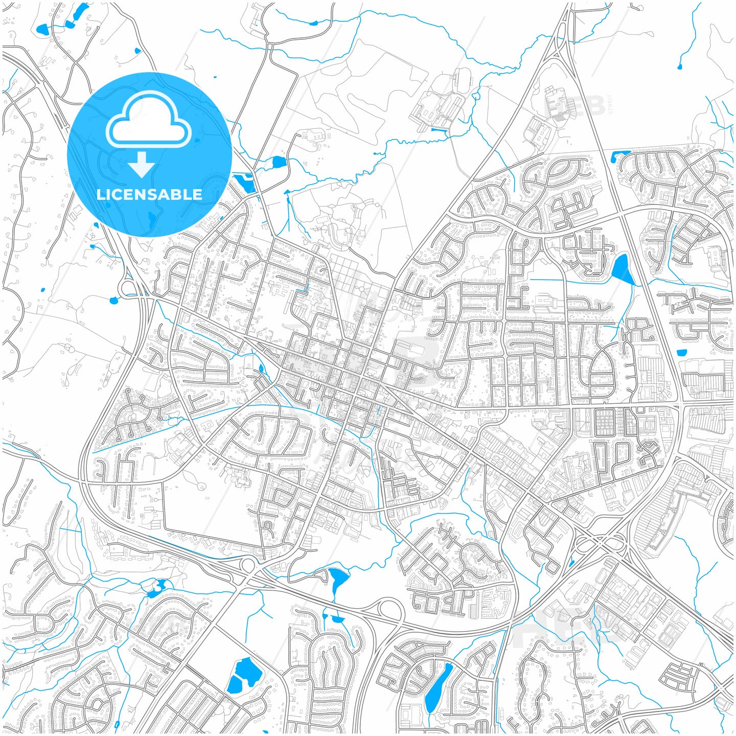 Leesburg, Virginia, United States, city map with high quality roads.