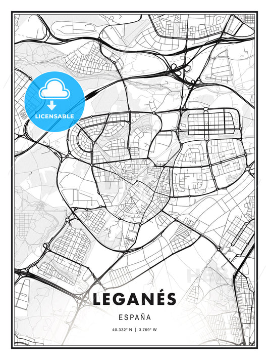 Leganés, Spain, Modern Print Template in Various Formats - HEBSTREITS Sketches
