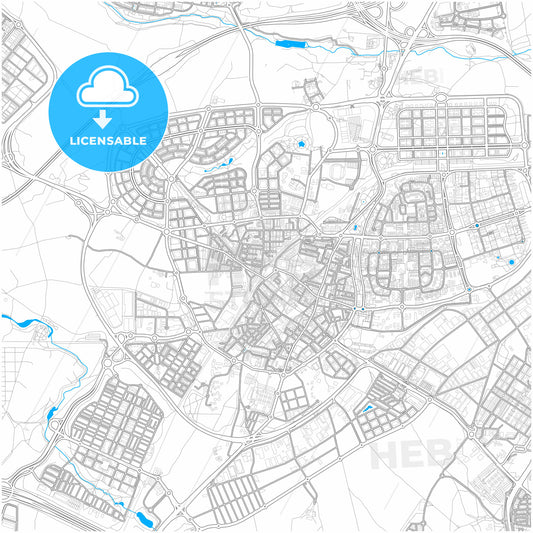 Leganés, Madrid, Spain, city map with high quality roads.