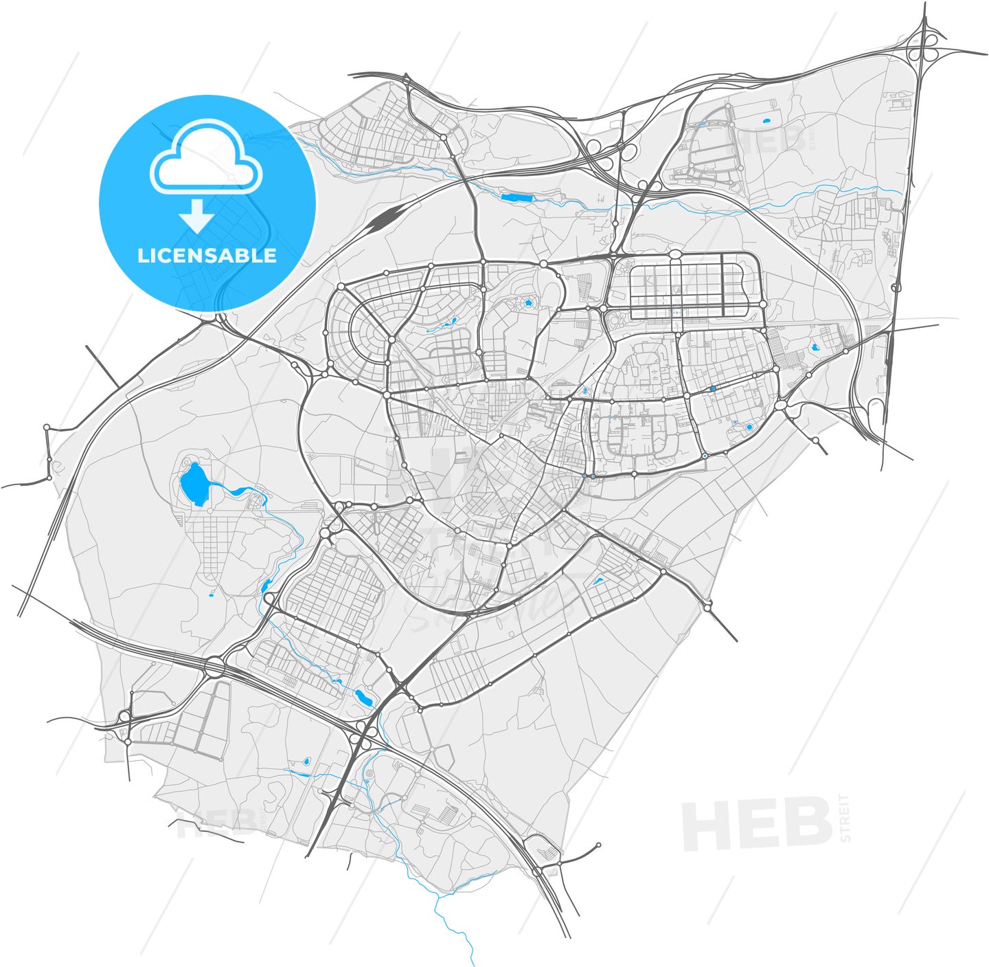 Leganés, Madrid, Spain, high quality vector map