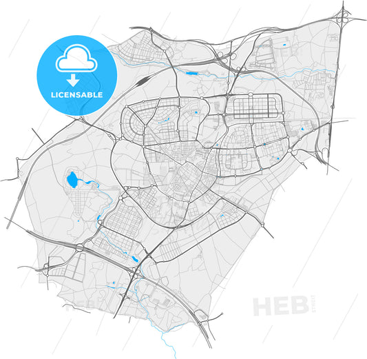 Leganés, Madrid, Spain, high quality vector map