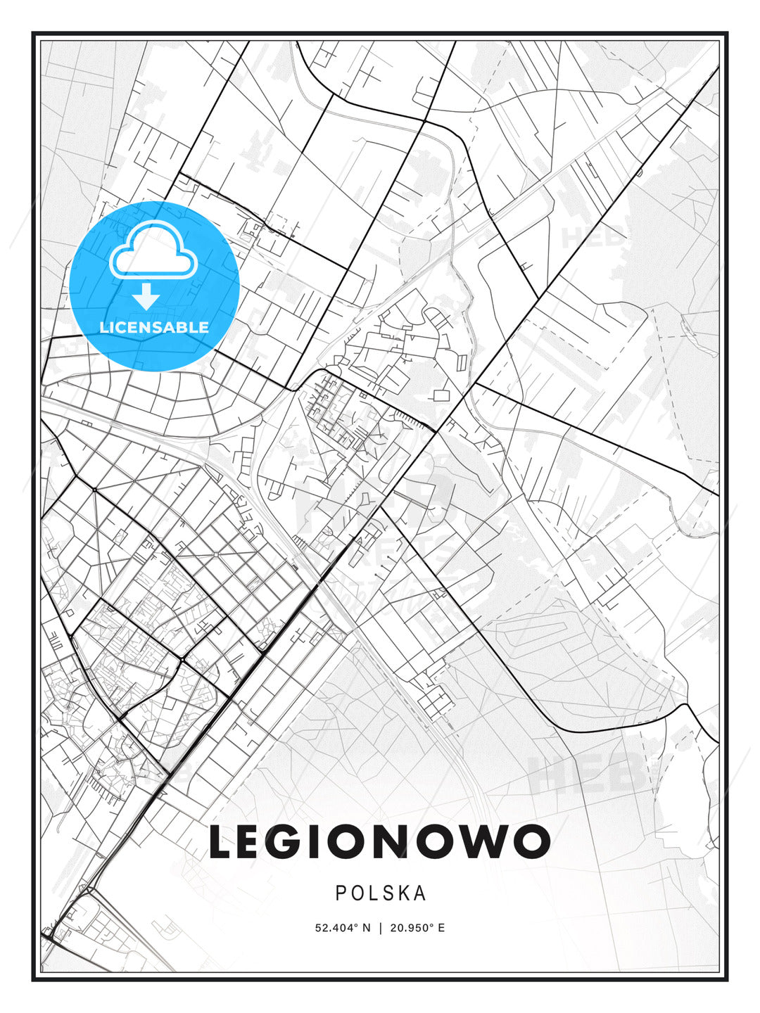 Legionowo, Poland, Modern Print Template in Various Formats - HEBSTREITS Sketches