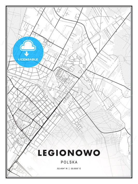 Legionowo, Poland, Modern Print Template in Various Formats - HEBSTREITS Sketches