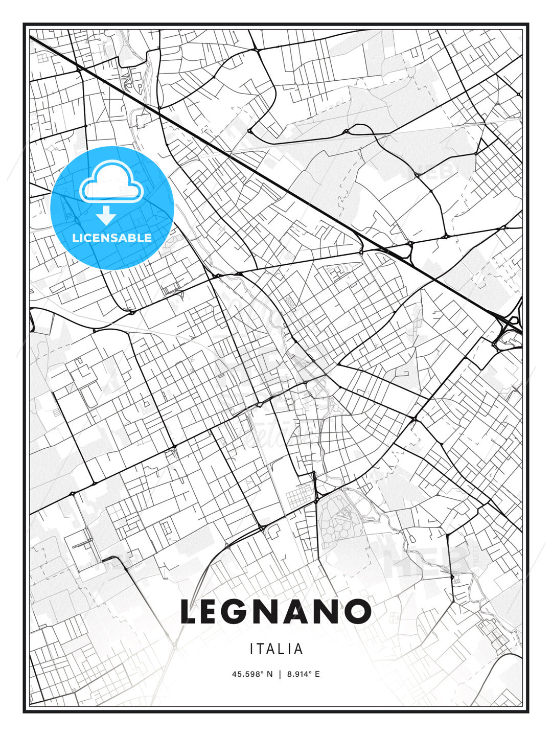 Legnano, Italy, Modern Print Template in Various Formats - HEBSTREITS Sketches
