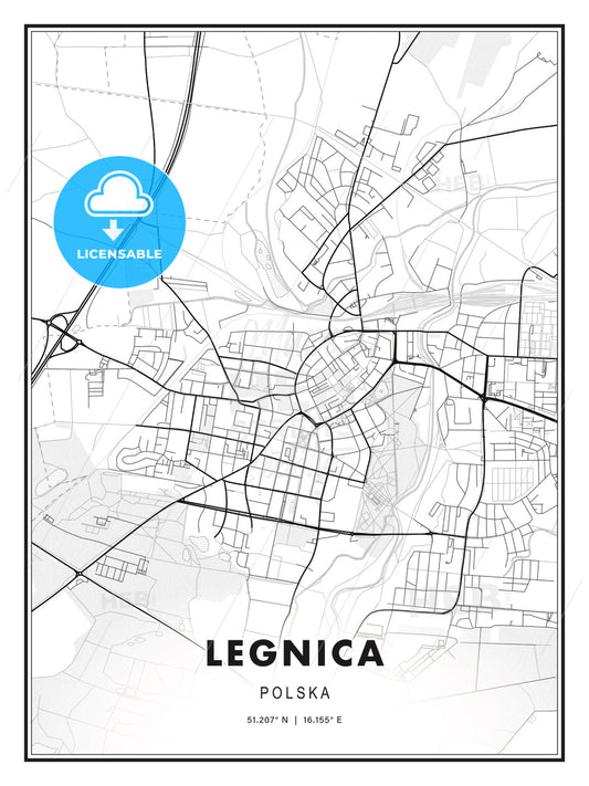 Legnica, Poland, Modern Print Template in Various Formats - HEBSTREITS Sketches