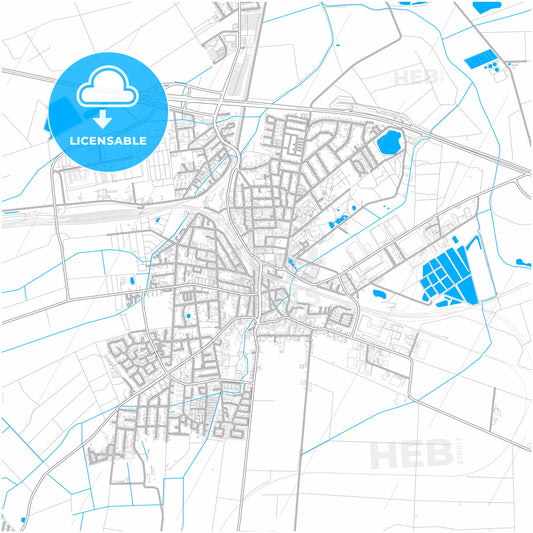 Lehrte, Lower Saxony, Germany, city map with high quality roads.