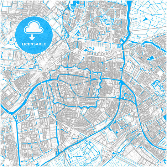 Leiden, South Holland, Netherlands, city map with high quality roads.