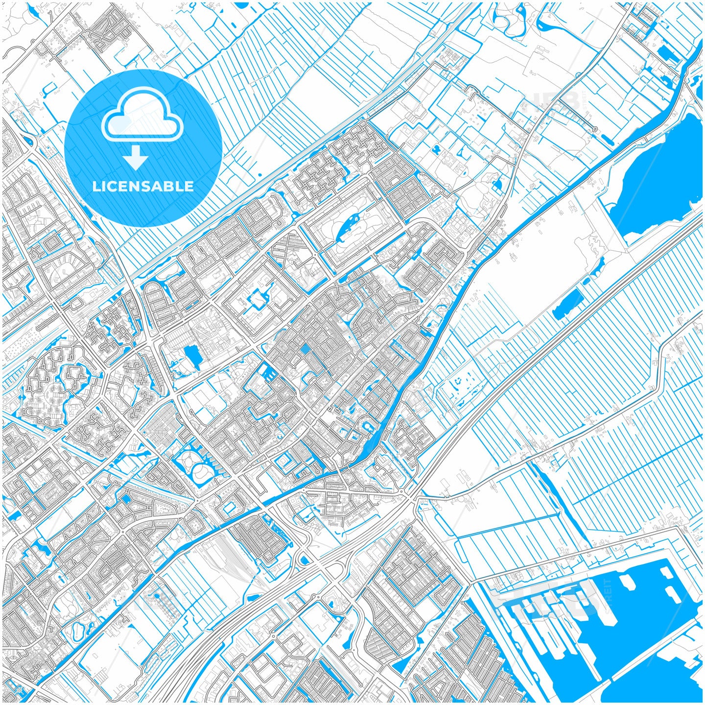 Leidschendam-Voorburg, South Holland, Netherlands, city map with high quality roads.