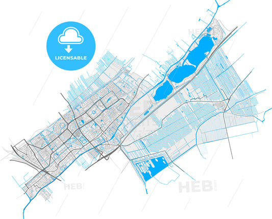 Leidschendam-Voorburg, South Holland, Netherlands, high quality vector map