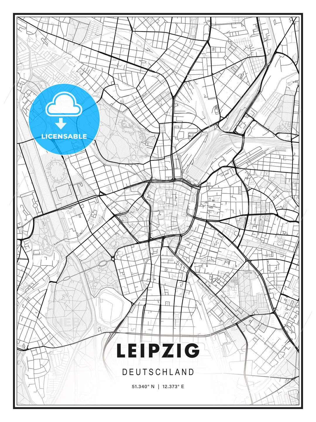 Leipzig, Germany, Modern Print Template in Various Formats - HEBSTREITS Sketches