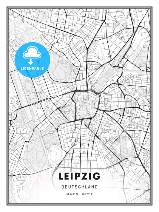 Leipzig, Germany, Modern Print Template in Various Formats - HEBSTREITS Sketches