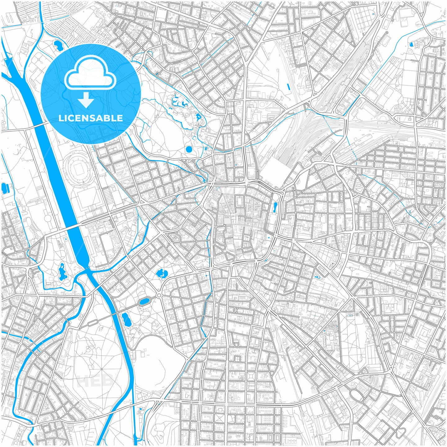 Leipzig, Saxony, Germany, city map with high quality roads.