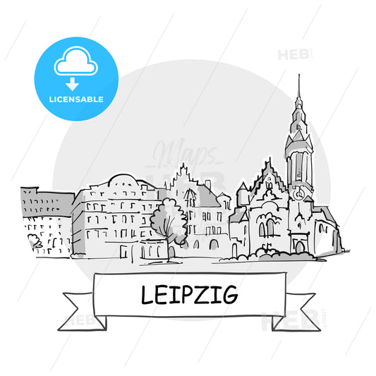 Leipzig hand-drawn urban vector sign – instant download