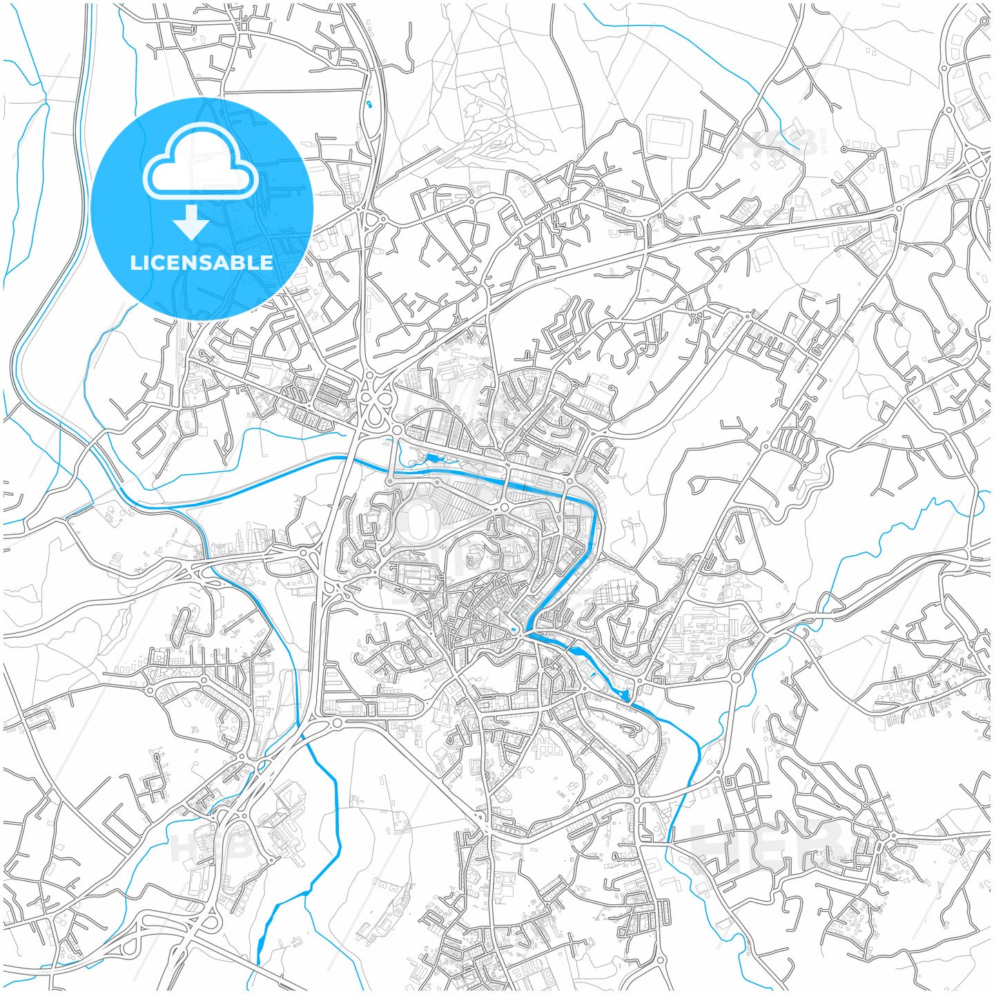 Leiria, Leiria, Portugal, city map with high quality roads.