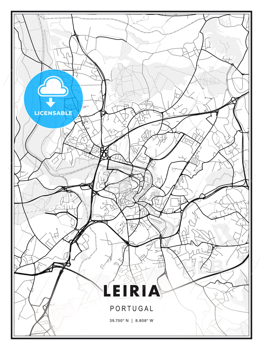 Leiria, Portugal, Modern Print Template in Various Formats - HEBSTREITS Sketches