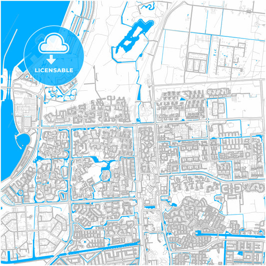 Lelystad, Flevoland, Netherlands, city map with high quality roads.