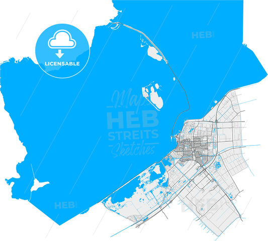 Lelystad, Flevoland, Netherlands, high quality vector map