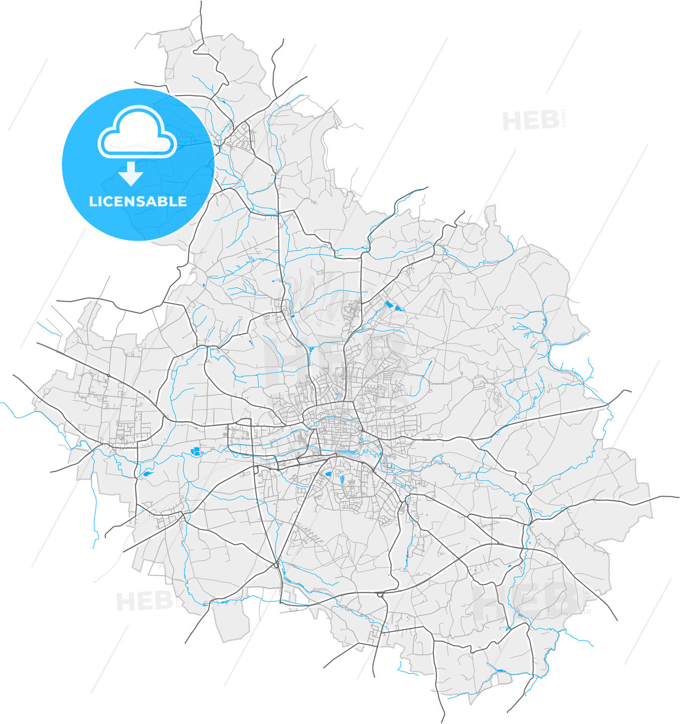 Lemgo, North Rhine-Westphalia, Germany, high quality vector map