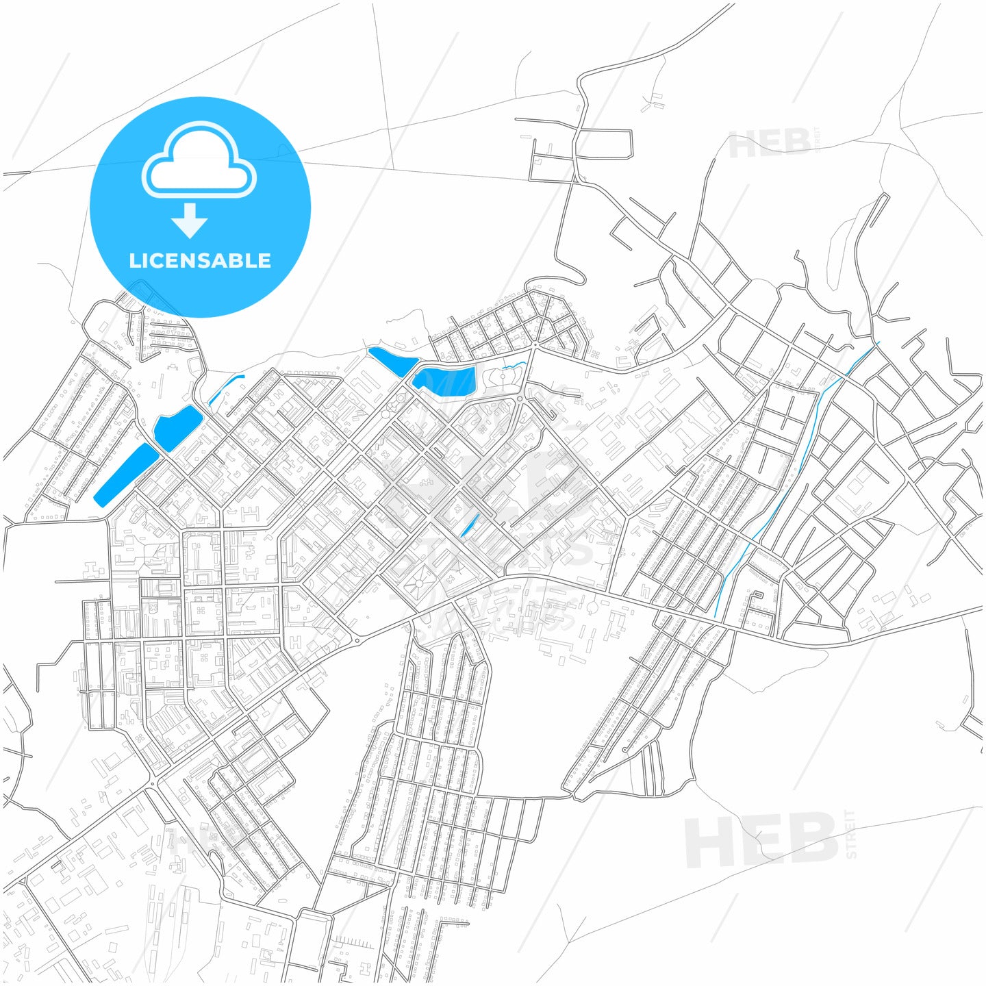 Leninogorsk, Republic of Tatarstan, Russia, city map with high quality roads.