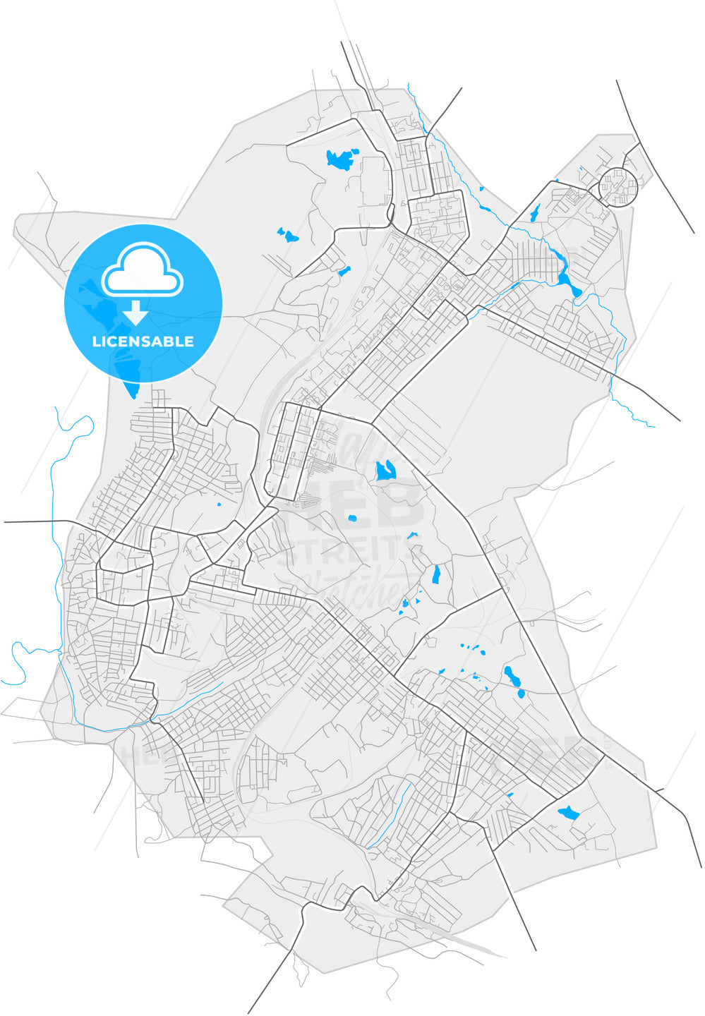 Leninsk-Kuznetsky, Kemerovo Oblast, Russia, high quality vector map