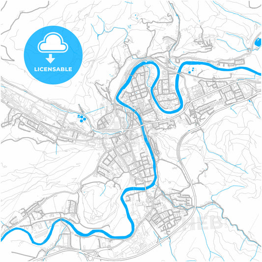 Leoben, Styria, Austria, city map with high quality roads.