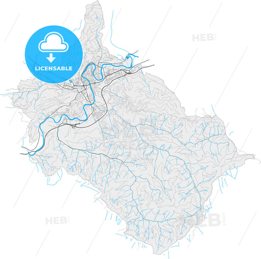 Leoben, Styria, Austria, high quality vector map