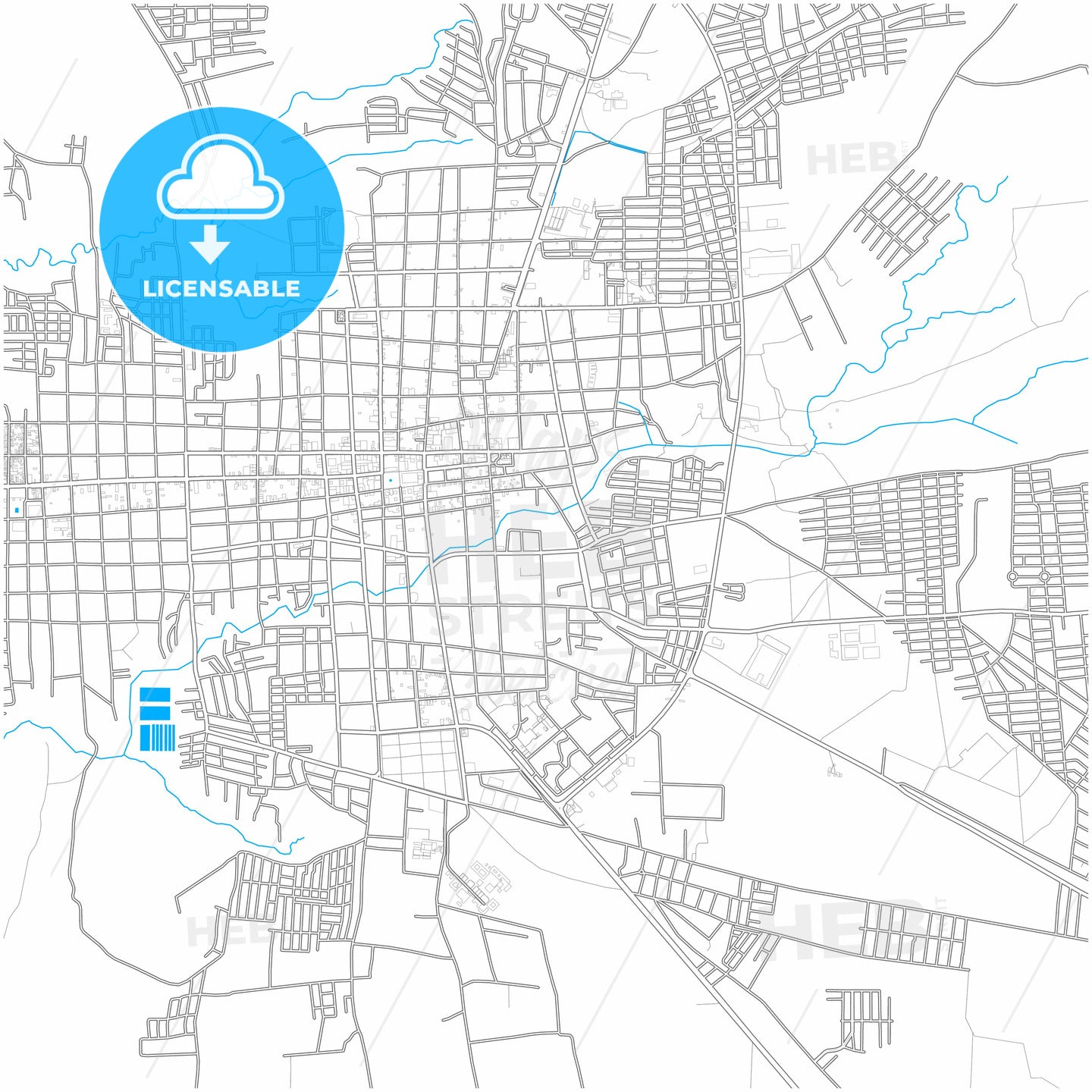 León, León, Nicaragua, city map with high quality roads.