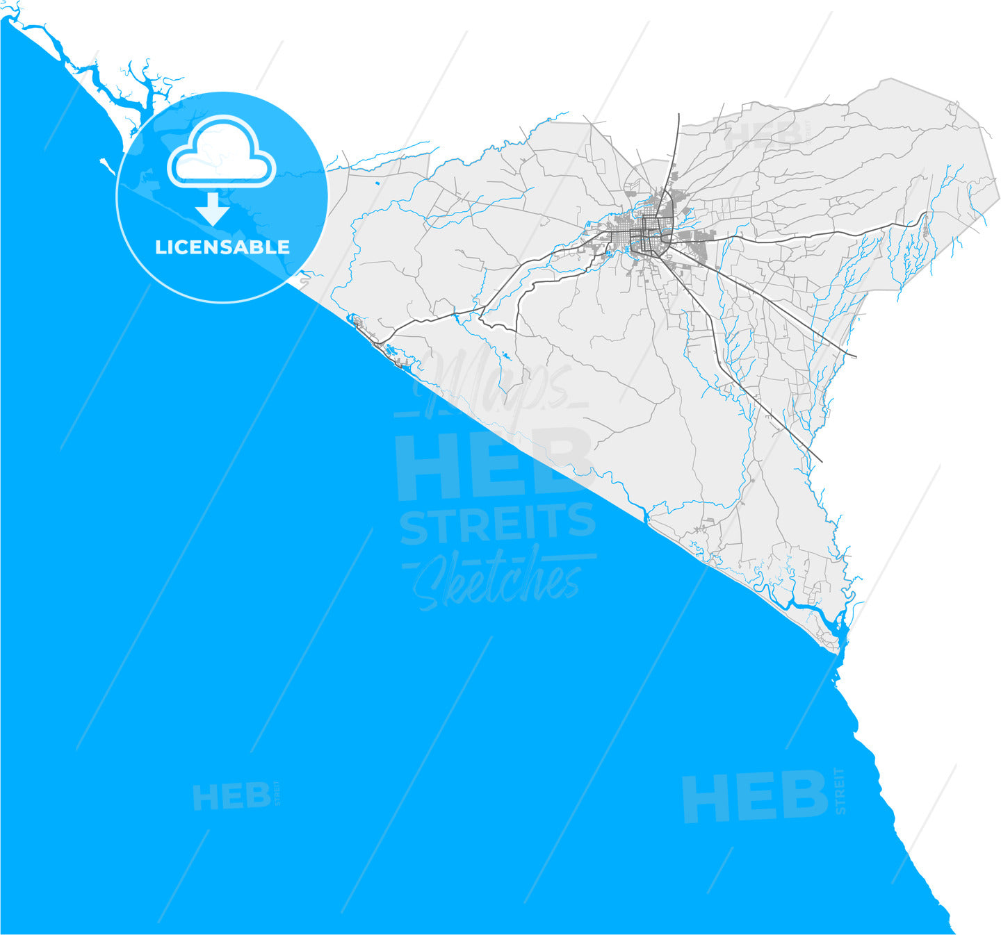 León, León, Nicaragua, high quality vector map