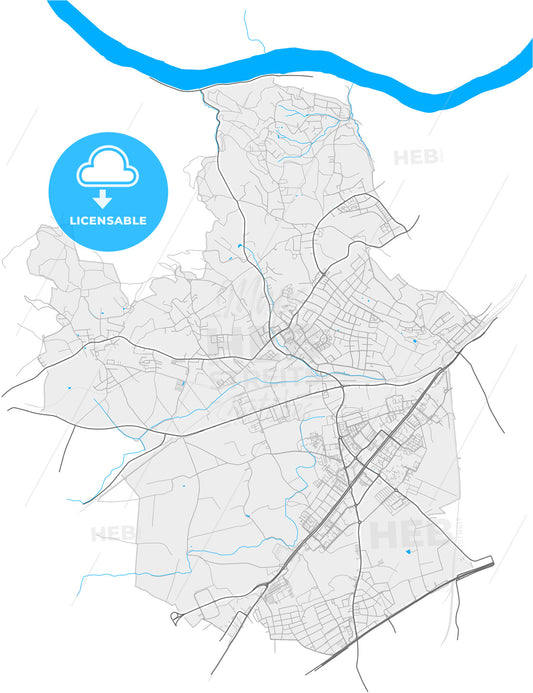 Leonding, Upper Austria, Austria, high quality vector map