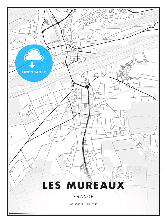 Les Mureaux, France, Modern Print Template in Various Formats - HEBSTREITS Sketches