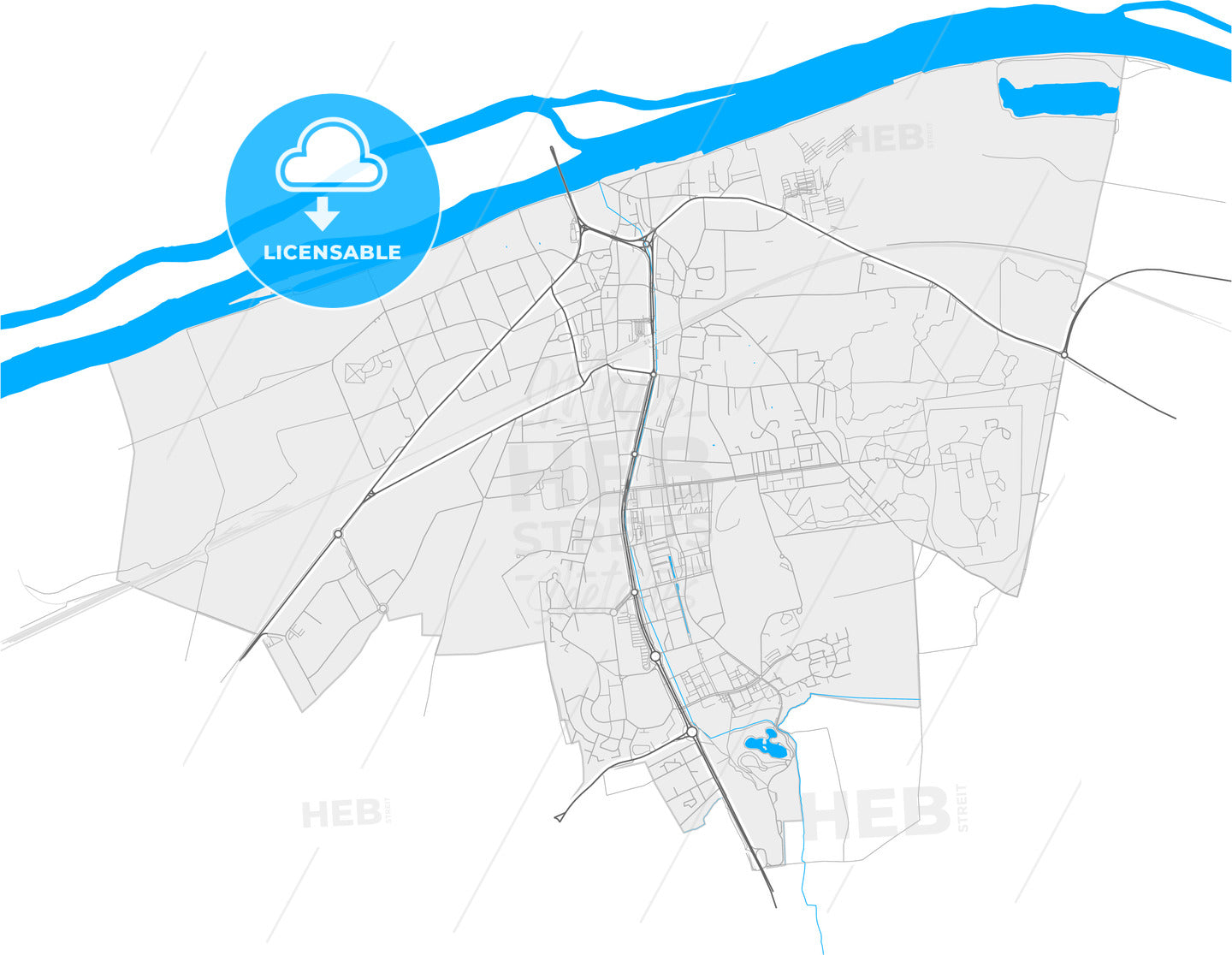 Les Mureaux, Yvelines, France, high quality vector map