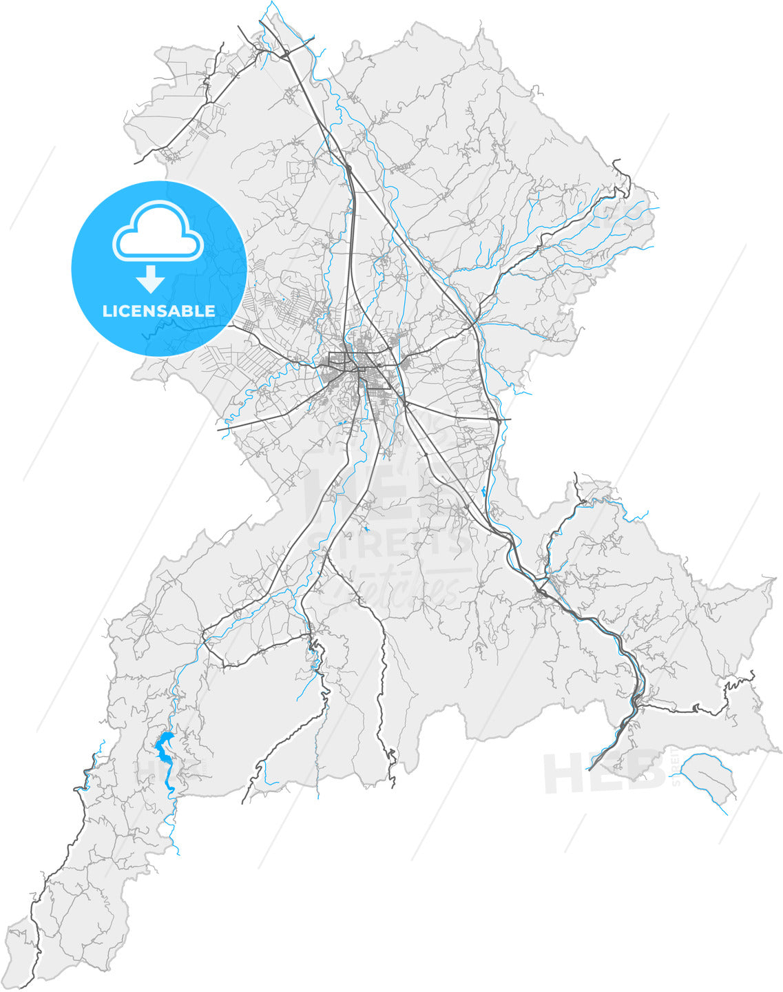 Leskovac, Jablanica, Serbia, high quality vector map