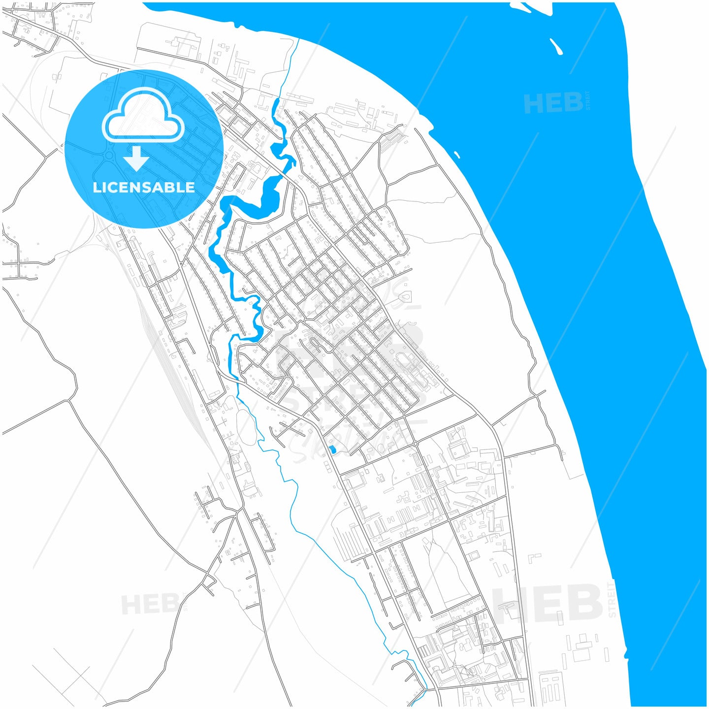 Lesosibirsk, Krasnoyarsk Krai, Russia, city map with high quality roads.