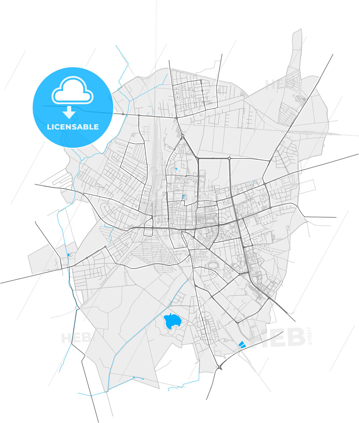 Leszno, Greater Poland, Poland, high quality vector map