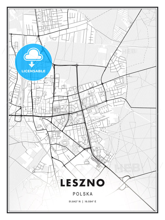 Leszno, Poland, Modern Print Template in Various Formats - HEBSTREITS Sketches