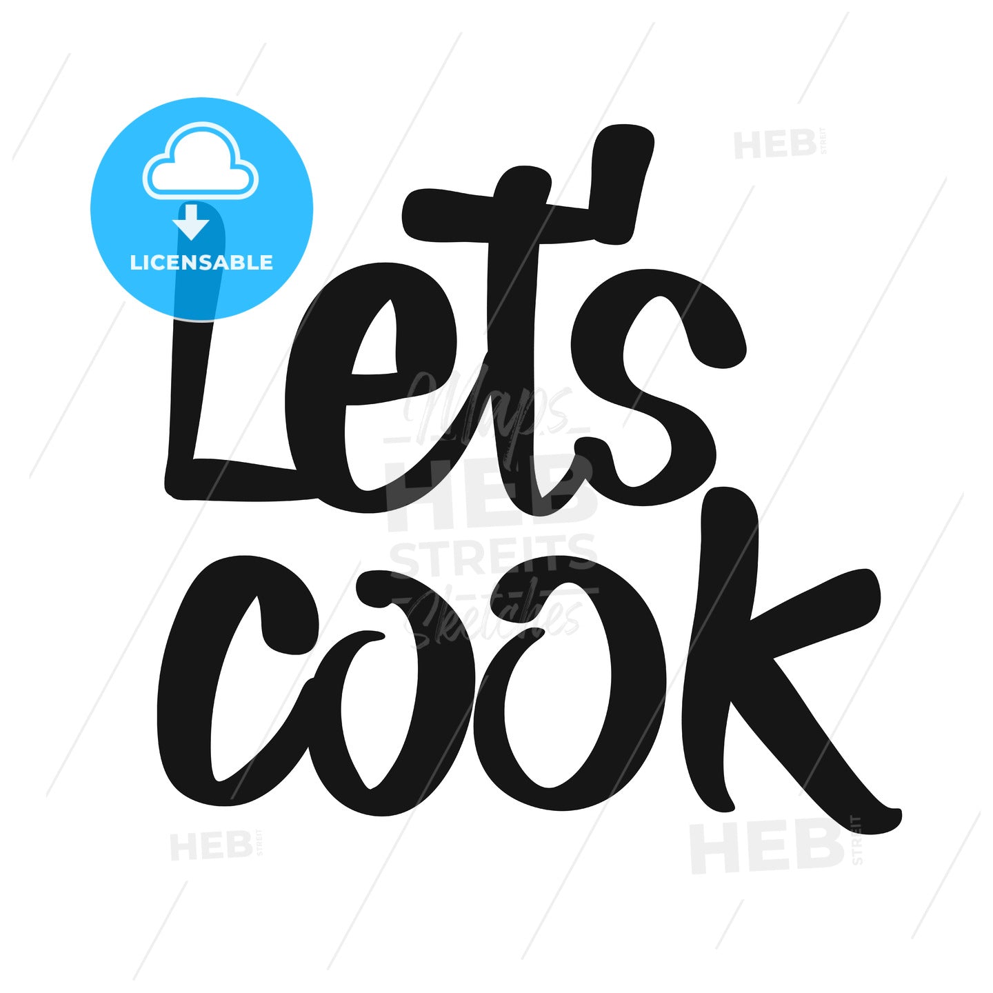 Let’s Cook handwritten lettering – instant download