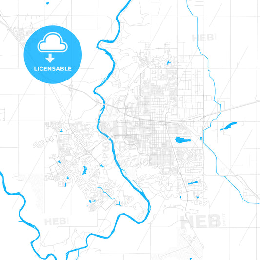 Lethbridge, Canada PDF vector map with water in focus