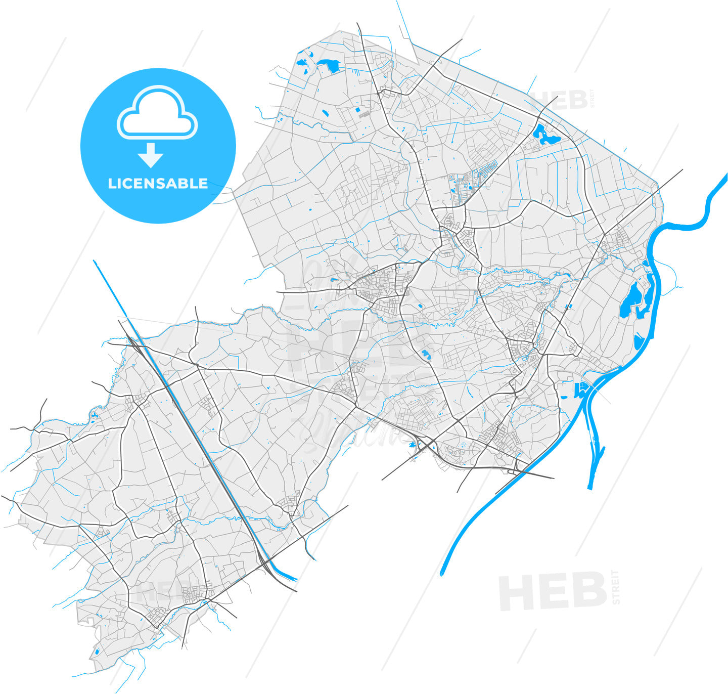 Leudal, Limburg, Netherlands, high quality vector map