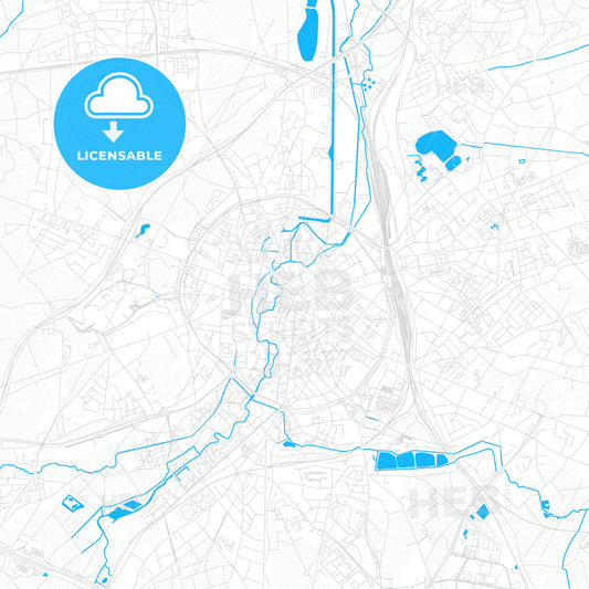 Leuven, Belgium PDF vector map with water in focus