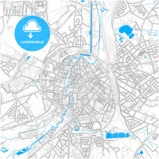 Leuven, Flemish Brabant, Belgium, city map with high quality roads.