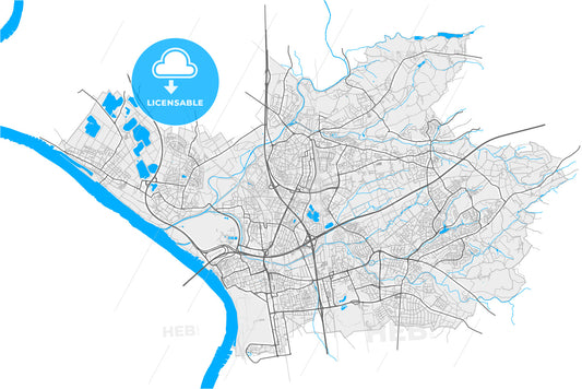 Leverkusen, North Rhine-Westphalia, Germany, high quality vector map