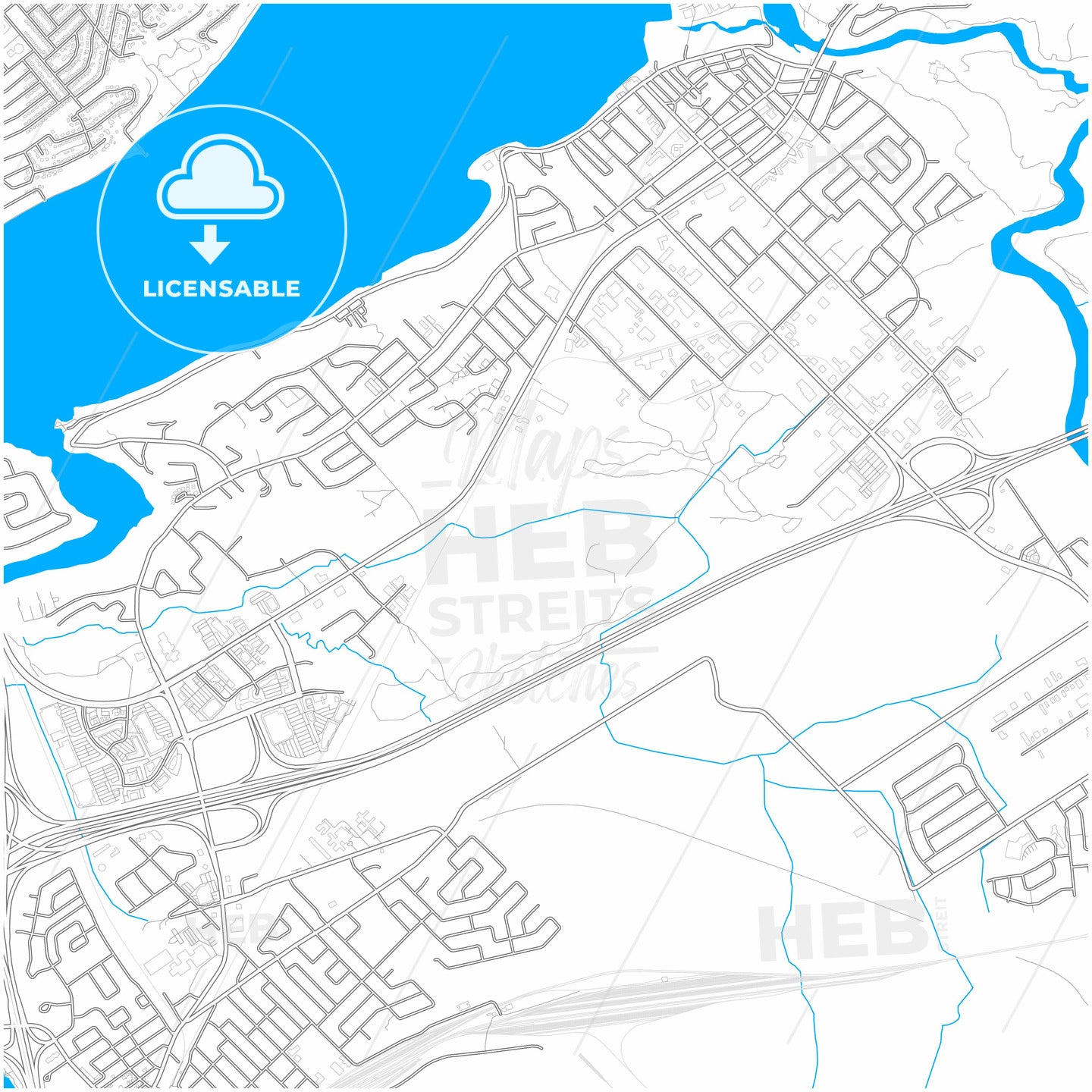 Lévis, Quebec, Canada, city map with high quality roads.