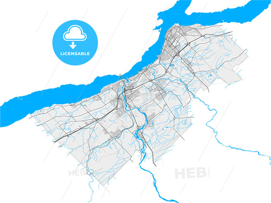 Lévis, Quebec, Canada, high quality vector map