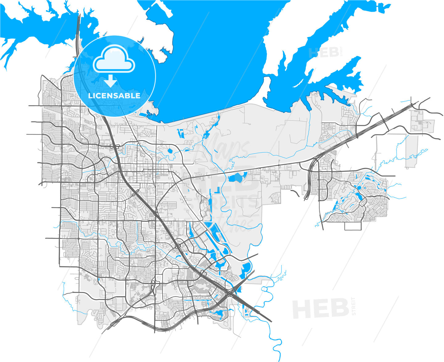Lewisville, Texas, United States, high quality vector map