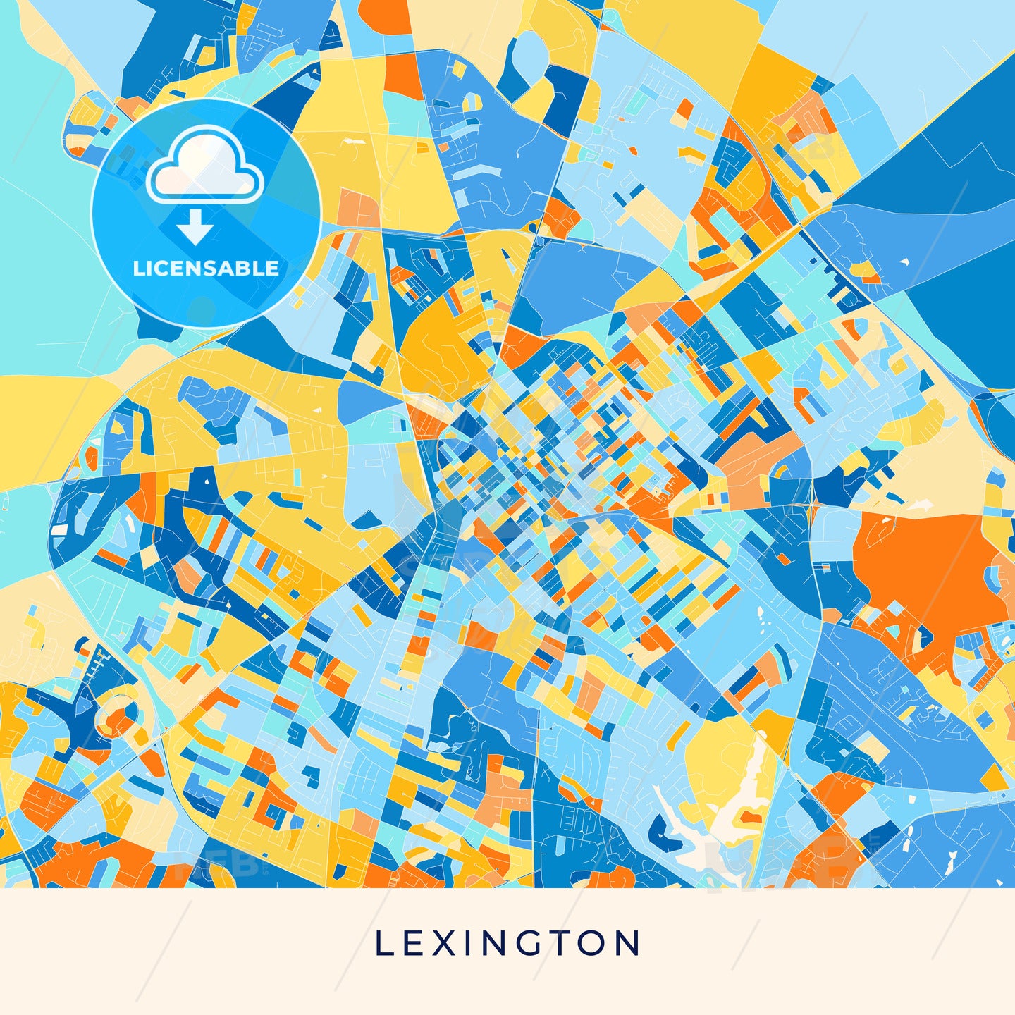 Lexington colorful map poster template