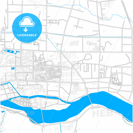 Lhasa, Tibet, China, city map with high quality roads.