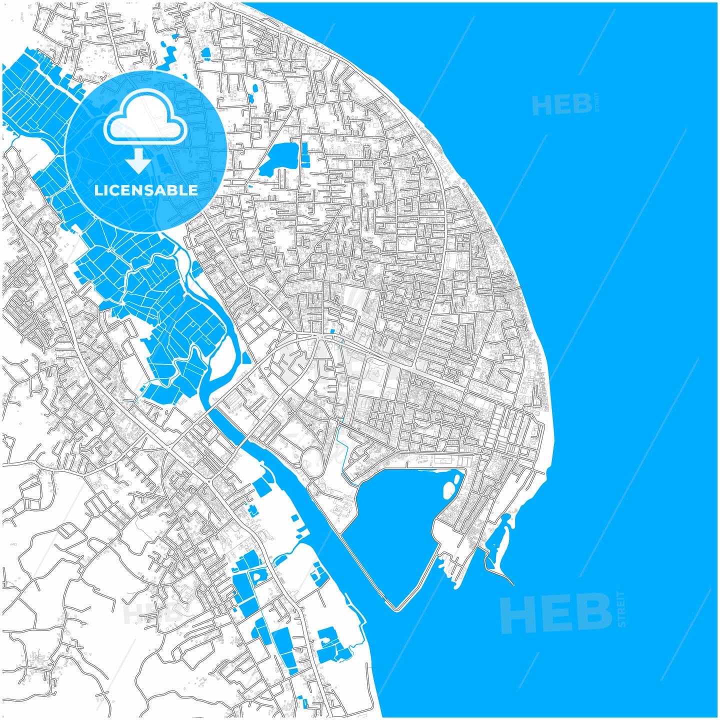 Lhokseumawe, Aceh, Indonesia, city map with high quality roads.