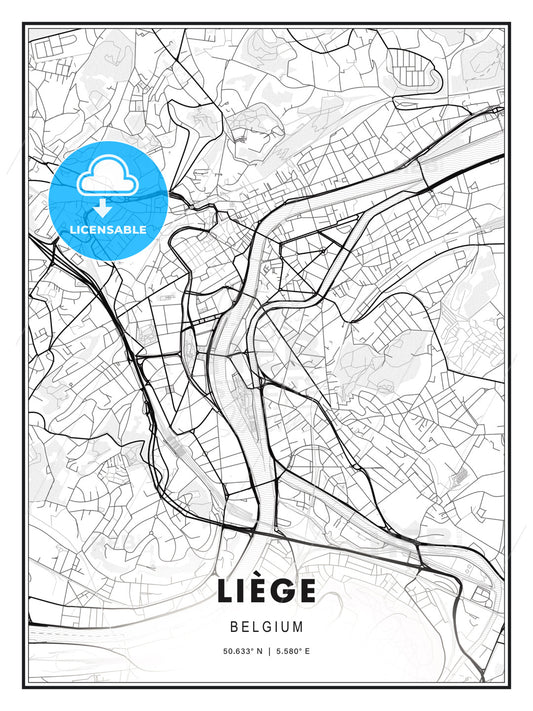 Liège, Belgium, Modern Print Template in Various Formats - HEBSTREITS Sketches